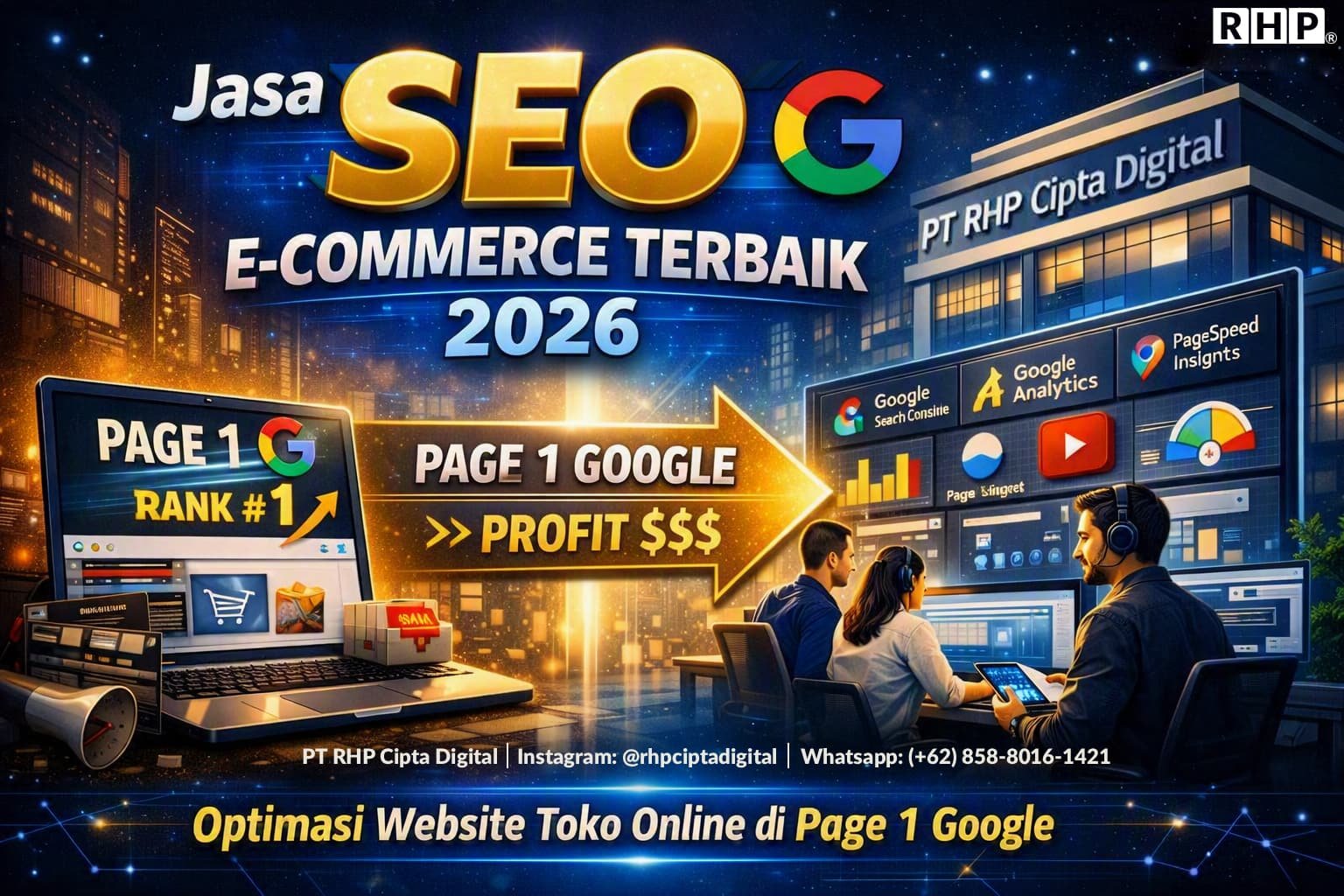 Jasa SEO E-Commerce Terbaik Optimasi Rank Website Page 1 Google (2026) Jasa SEO E-Commerce Terbaik Optimasi Rank Website Page 1 Google (2026)