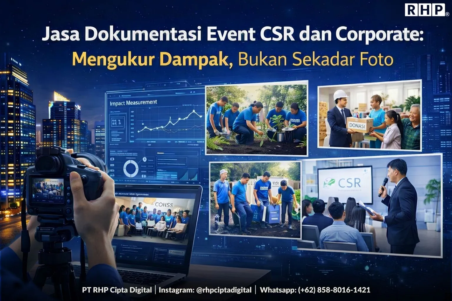 Ilustrasi jasa dokumentasi event CSR dan corporate untuk laporan dampak perusahaan