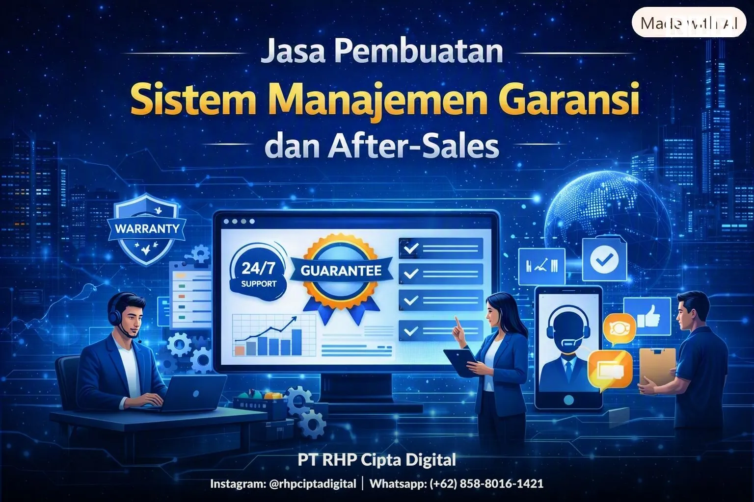 Ilustrasi sistem manajemen garansi dan layanan purnajual berbasis website