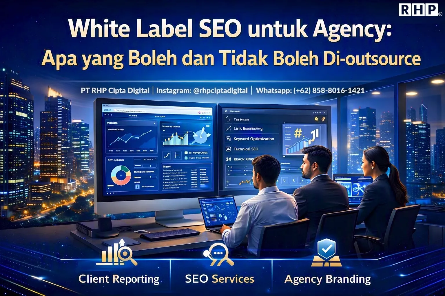 Ilustrasi kerja sama white label SEO antara agency dan mitra pelaksana