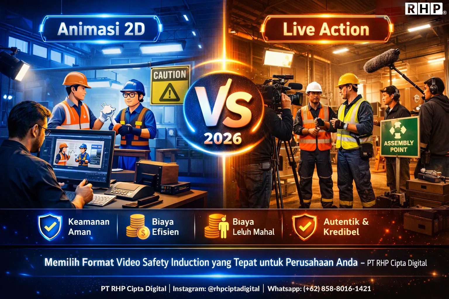 Video Safety Induction Animasi 2D atau Live Action Memilih Format